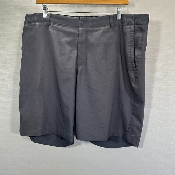 Nike Shorts Mens 42 Gray Standard Fit Flat Front Pockets Logo  Zip Fly Dri Fit - Picture 1 of 6